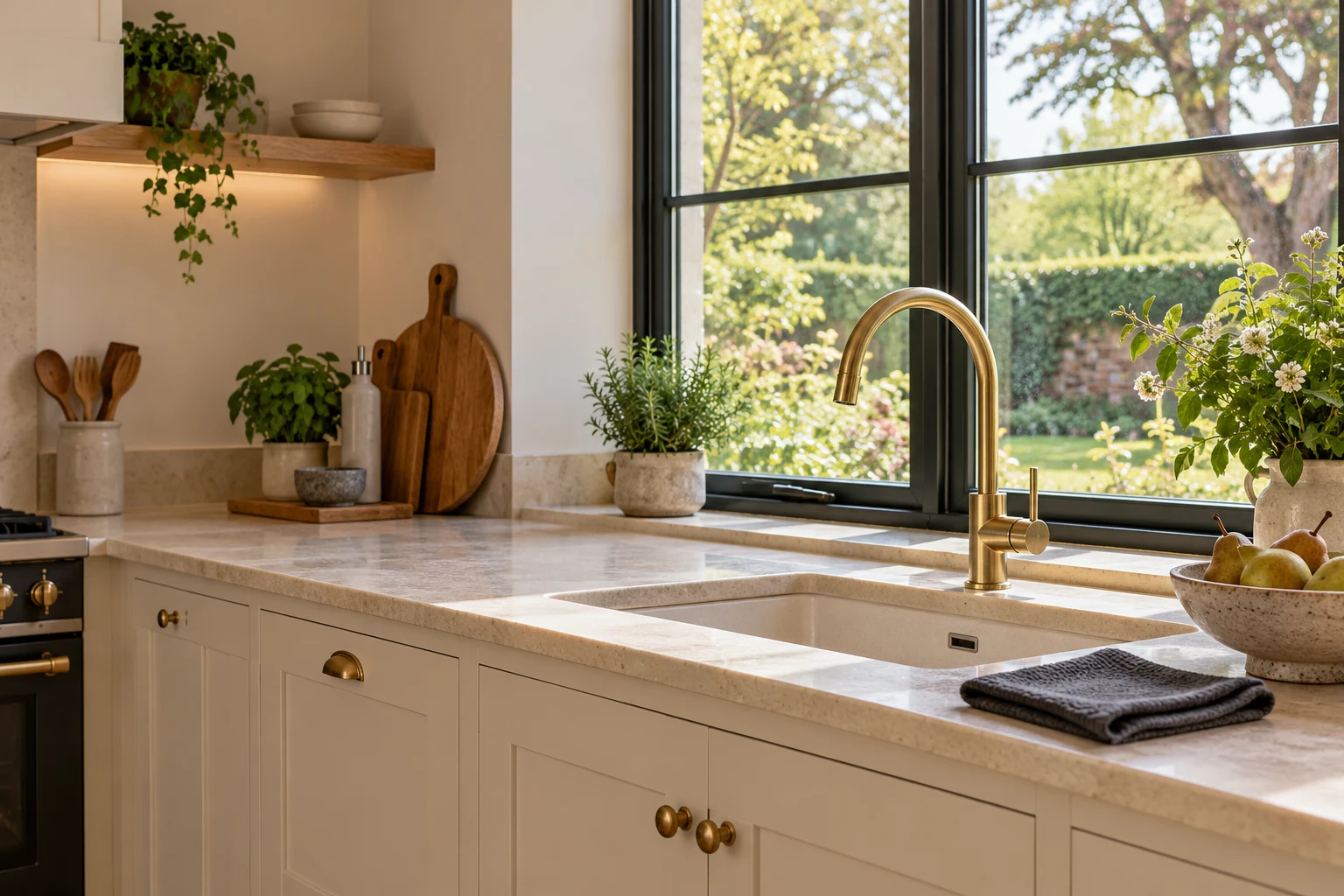 A carefully finished kitchen with warm natural materials